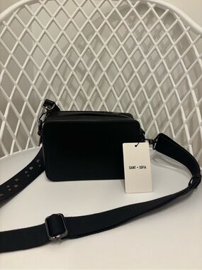 SAINT + SOFIA Black Leather Crossbody Bag